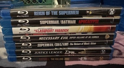 (7) DC Blu Ray & DVD Universe Animated Movies & Shorts Bundle Lot Please Read