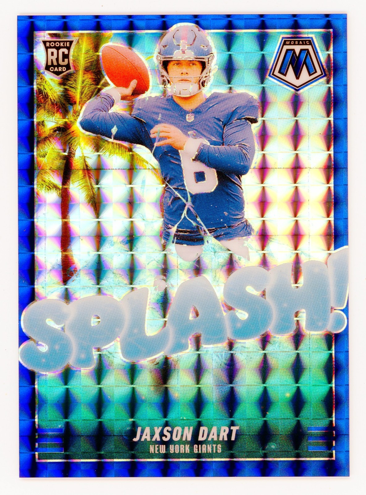 2025 Panini Mosaic Jaxson Dart SPLASH! Blue Mosaic Prizm RC /99 #15 Giants
