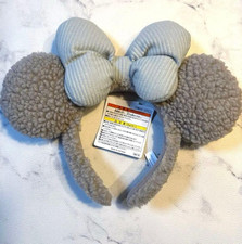 Cappello Tokyo Disneyland Minnie grigio orecchie fascia soffice Giappone NUOVO