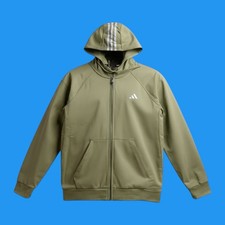 Adidas Essential Mens Size Large Cold RDY Full Zip Training Logo Green Hoodie