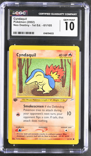 Cyndaquil (1st Edition) graded CGC 10 for sale on eBay