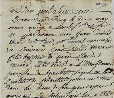 1785 Jura Beaufort L'Etang MACARD Ratifizierung Verkauf an PETITJEAN BROULLIN EBRARD