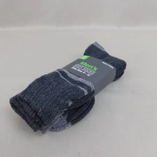 2 Pair Men's Gray Stripe Winter Heavy-Knit Boot Socks - 6-12 Shoe Size #7595