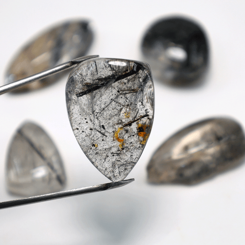 Lot 5 Pcs Natural Tourmaline Rutile Quartz Hi-Grade 23mm-34mm Cabochon Gemstones - Picture 10 of 13