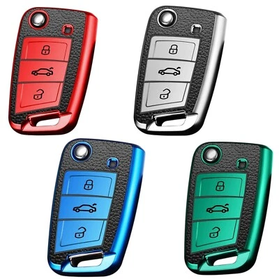 Key Cover For VW Seat Skoda Case Remote Fob Protector Shel Golf TPU Leather TL40