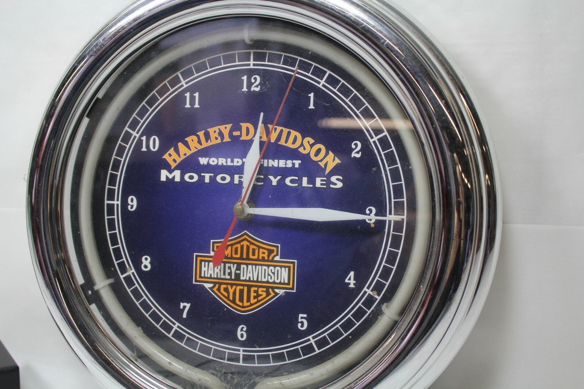 Harley-Davidson clock with blue neon Harley collectible EP22079 | eBay