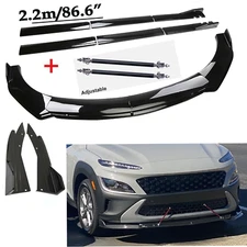 Front Bumper Lip Spoiler Splitter Body Kit+Side Skirt For Hyundai Kona Glossy V