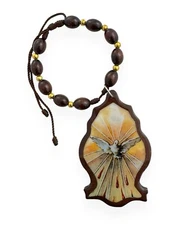 Holy Spirit Brown Wooden Medallion Home Blessing Crib Auto Protection Espiritu