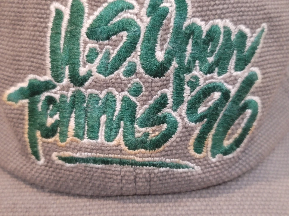 Gorra gorra gris vintage correa de cuero ajustable tenis abierto EE. UU. '96 aguja americana Foto 2 de 4