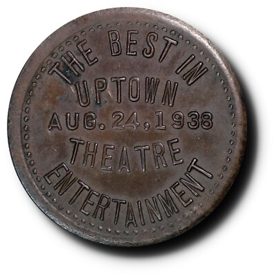 #ad #ad 1938 Kalamazoo Michigan Uptown Theatre Token Choice AU About Uncirculated $195.00