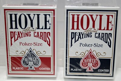  HOYLE SHELL BACK  Plastic Coated Playing Cards 2x 1 Red Finish 1 Blue Finish 