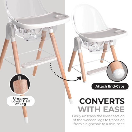 Silla alta de madera Children of Design clásica no reclinable 6 en 1 - GRIS - Imagen 7 de 9
