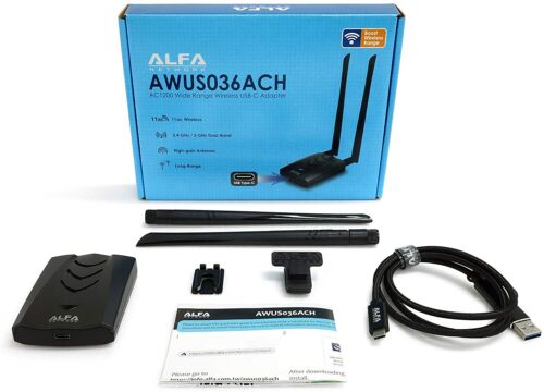 Alfa AWUS036ACH AC1200 Ultra Wide Range WiFi USB C Adapter Wifi Range Expand - Picture 2 of 8