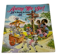Away We Go! A Book To Color Coloring Book Saalfield 2318 Vintage 1949