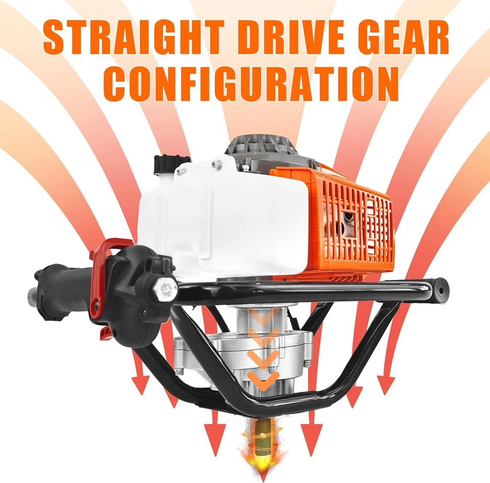 Excavadora de orificios de poste a gas de 2 tiempos 72cc con brocas de barrena de tierra de 6" 10" Foto 4 de 4