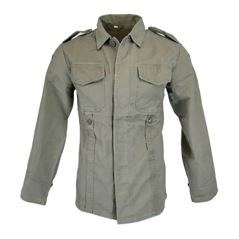 German Army Style Moleskin Jacket – Durable Cotton Military Work Shirt, Black Or Beige, Long Sleeve