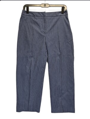 Croft Barrow Capri Dress Pants Womens 6 30x24 Peacoat Blue Striped Straight New
