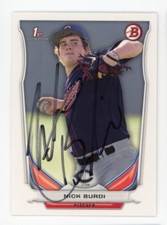 SIGNED BASEBALL CARD AUTO MINNESOTA TWINS BOWMAN 2014 NICK BURDI #DP44