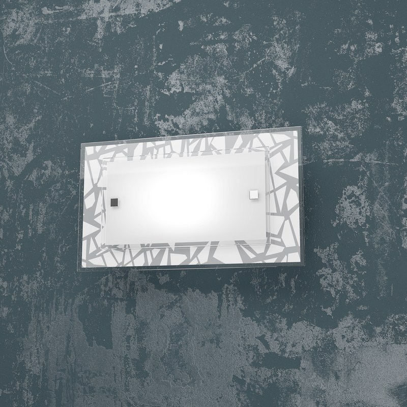 Applique TPL 0523 Vetro Serigrafato Cromo E27 Lampada Muro