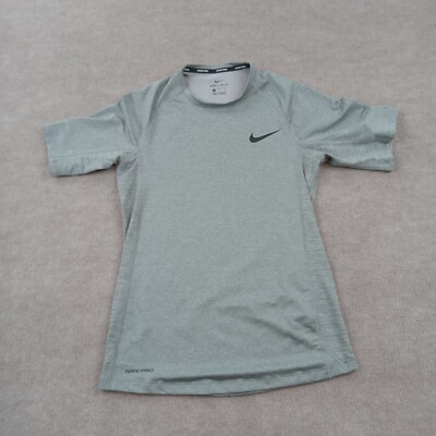 Nike Dri Fit Shirt Women Small Gray Short Sleeve Wicking Lightweight Pro Stretch