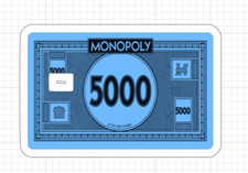 Monopoly Money 5000 Credit Debit Card Skin Sticker 5000 Board Game ATM USA Bill