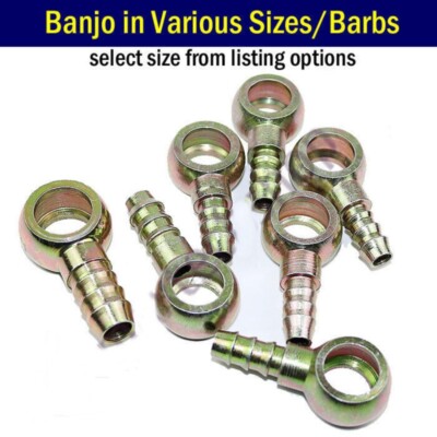 Banjo M6/M8/M10/M12/M14/M16/M18 Fitting Connector Hose Barb Brake Line Fuel Inch