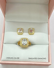 QVC Diamonique 14K Gold Clad Bridal Ring & Earrings Set Boxed Size 6 — photo 1