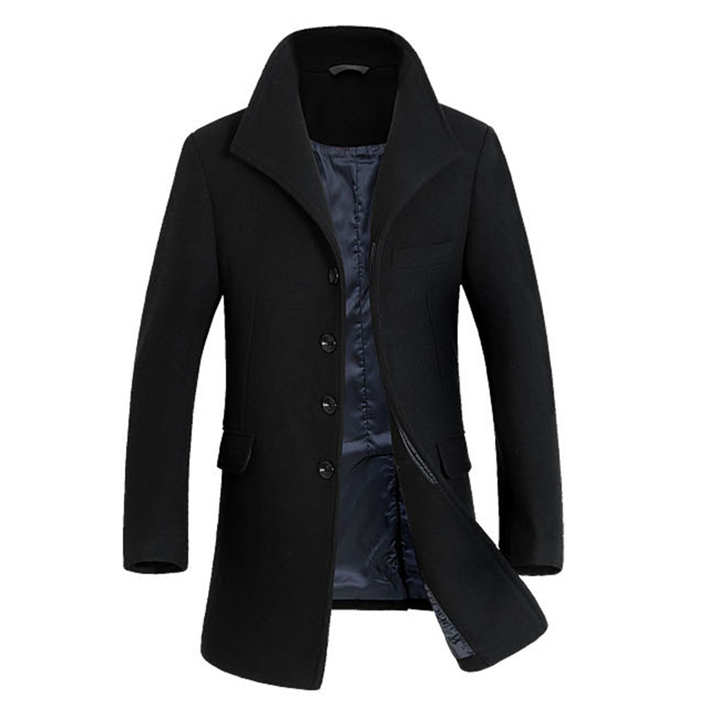 ジャケット・アウター OVY Cotton Bal Collar Over Coat (black) AS Mens Boys Overcoat Wool Coat Trench Jacket Overwear Black Navy
