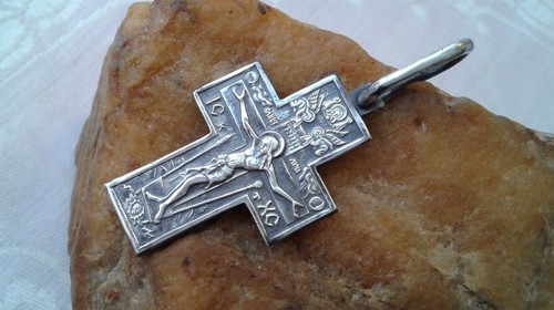 VINTAGE MASSIV STERLINGSILBER 925 GRÖSSER FETT 1 7/8" 7g ORTHODOXES IKONISCHES KRUZIFIX