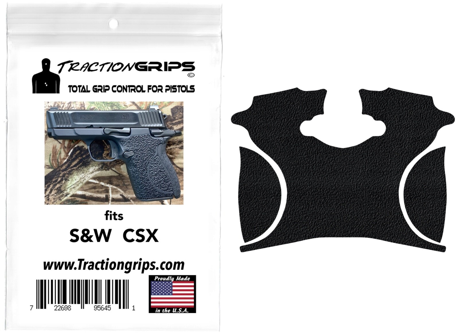 Buy Tractiongrips rubber grip tape overlay for S&W CSX pistols / black