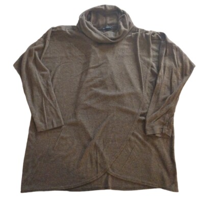 Nally & Millie Women's Sweater USA L/XL Brown Wrap Cowl Neck 3/4 Sleeve New