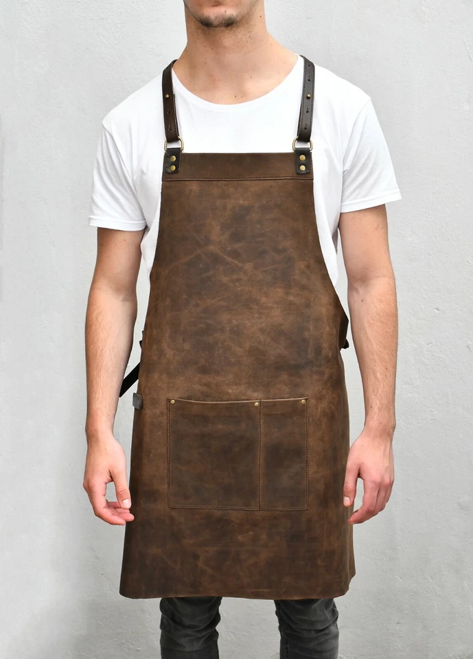 GAUCHOLIFE Leather Crossback Apron Handmade Adjustable Vegetable-Tanned Leather Cross Back