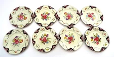 Lot of 8 MITTERTEICH 7.5" Salad Plates Bavaria Germany w/ Purple Floral Pattern