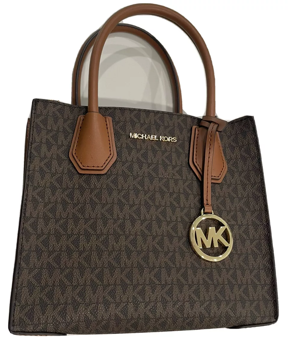 Michael Kors Mercer Extra Small Logo and Leather Crossbody Bag Brown New W def