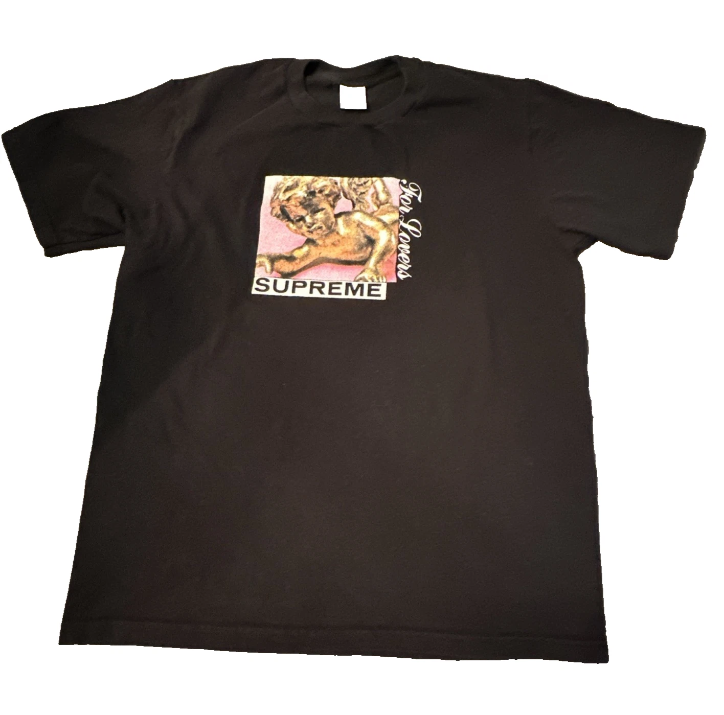 Tee shirt noir Supreme Lovers taille M et autocollant Supreme