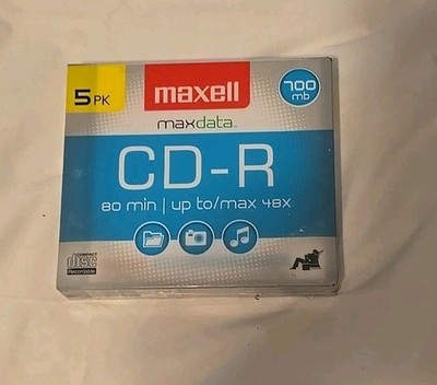 Maxell CD-R Blank Maxdata 80 Min each CDs, 48x max. 700mb  5 Pk - NEW SEALED