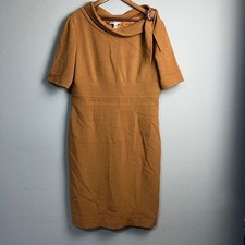 Abito tubino donna Suite 7 taglia 16 marrone scollo cappuccio carriera festa chiesa nonna