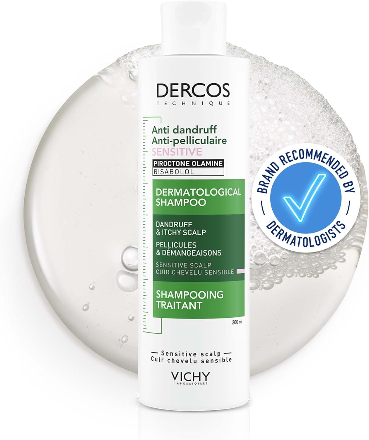 Dercos Anti-Dandruff Shampoo for Sensitive Scalp with Piroctone Olamine, Salicyl