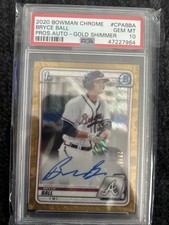 BRYCE BALL AUTO 2020 Bowman Chrome GOLD Shimmer REFRACTOR 28/50 PSA 10 GEM MINT