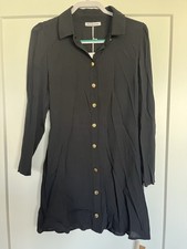 $200 Reformation Hugh Mini Classic Crepe Shirt Dress Black Women’s Size 8