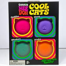 NeeDoh Teenie Cool Cats 4-Pack Schylling Squishy Kittens Fidget Stress Toy - NEW