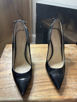 Enzo Angiolini Bow Back Black Patent Leather Bow Stilettos