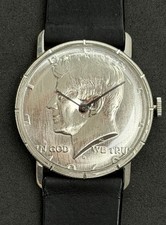 Orologio meccanico svizzero vintage John F Kennedy 1968 moneta mezzo dollaro uomo 34 mm 17j