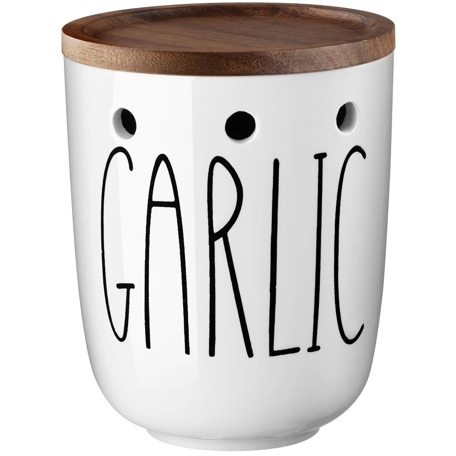 DAYYET Large Garlic Keeper for Counter, Ceramic Large, White