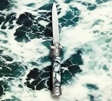 MAXAM Stiletto Stainless Steel Blue Spring Assisted Pocket Knife 