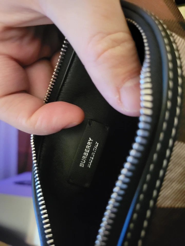 Auténtico Bolso de Hombro Burberry Mujer Cuero Cuadros Negro Marrón Beige Blanco Anillo Foto 4 de 4