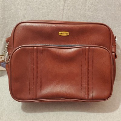 vtg Flying Time suitcase HAS TAGS laptop case carrier business vinyl Korea 1970s