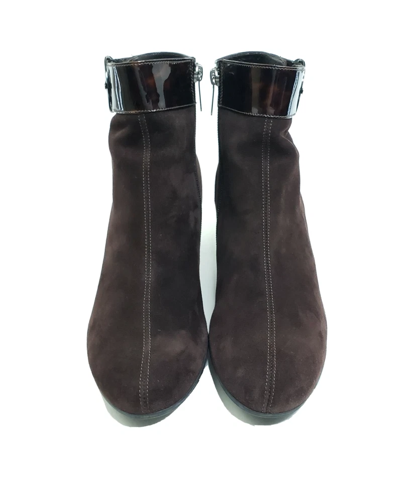 BeautiFeel Marrón Gamuza Patente Correa Botines Hebilla Dorada Mujer EU 41 US 10.5 Foto 3 de 4