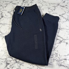 Image of POLO RALPH LAUREN Mens Navy Blue Double Knit Mesh Knit Joggers SIZE LARGE BNWT
