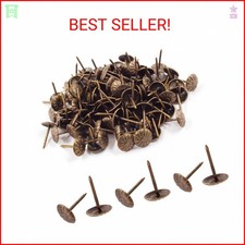 Bivethoi 120 Pcs Upholstery Tacks, 7/16" Dia Antique Red Copper Metal Thumb Tack